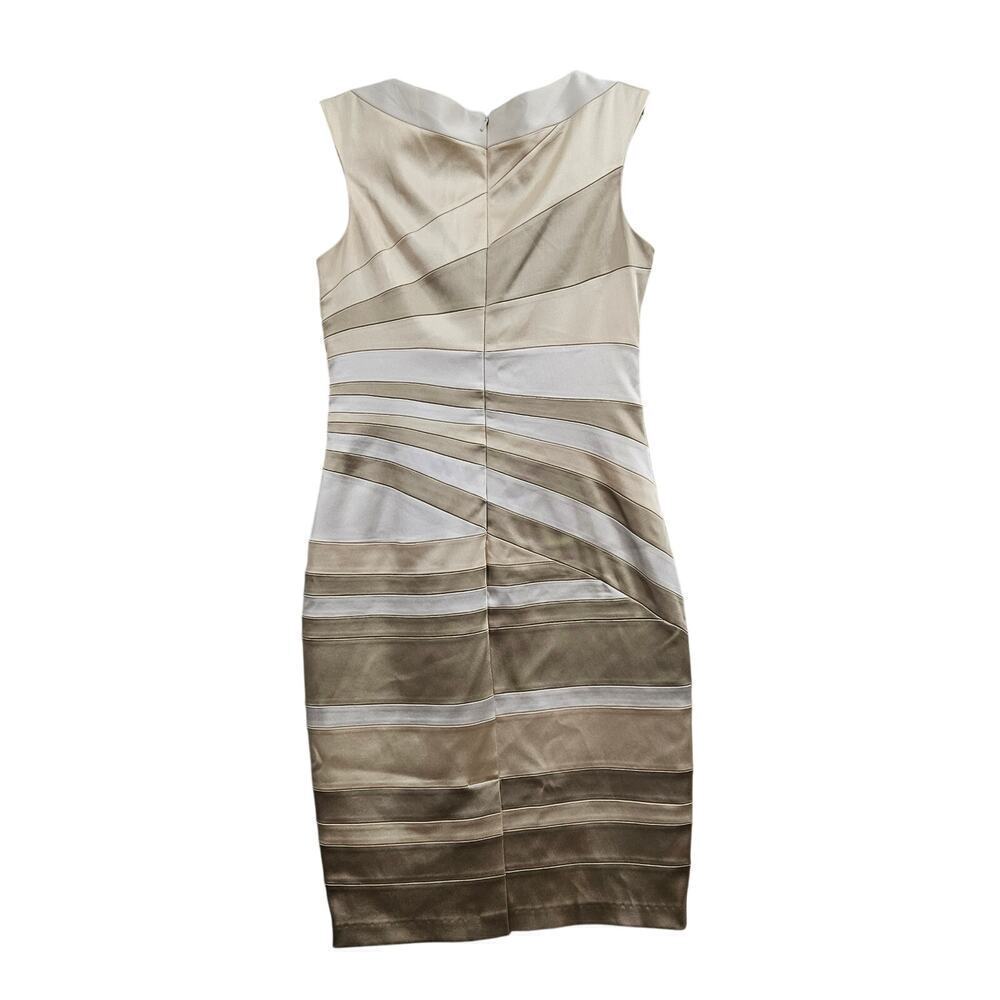 NWT! Jax Gold/Cream Satin Sleeveless Sheath Dress. Size 8 Medium - Picture 3 of 9